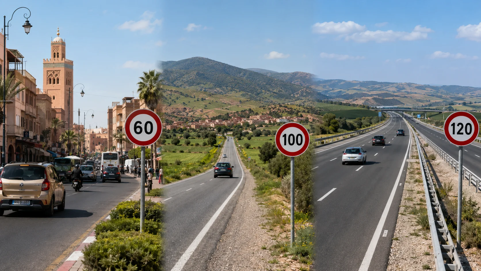 limites de velocidade em Marrocos
