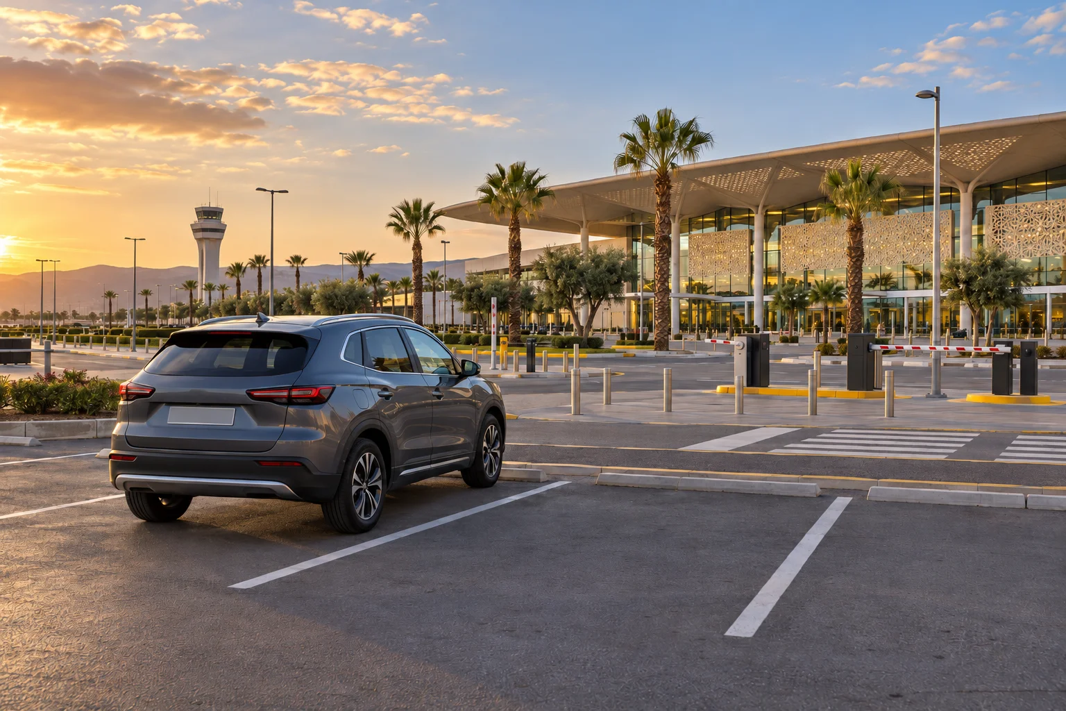 Short-stay passenger pickup parking area near Fès–Saïss Airport terminal.fes airport parking